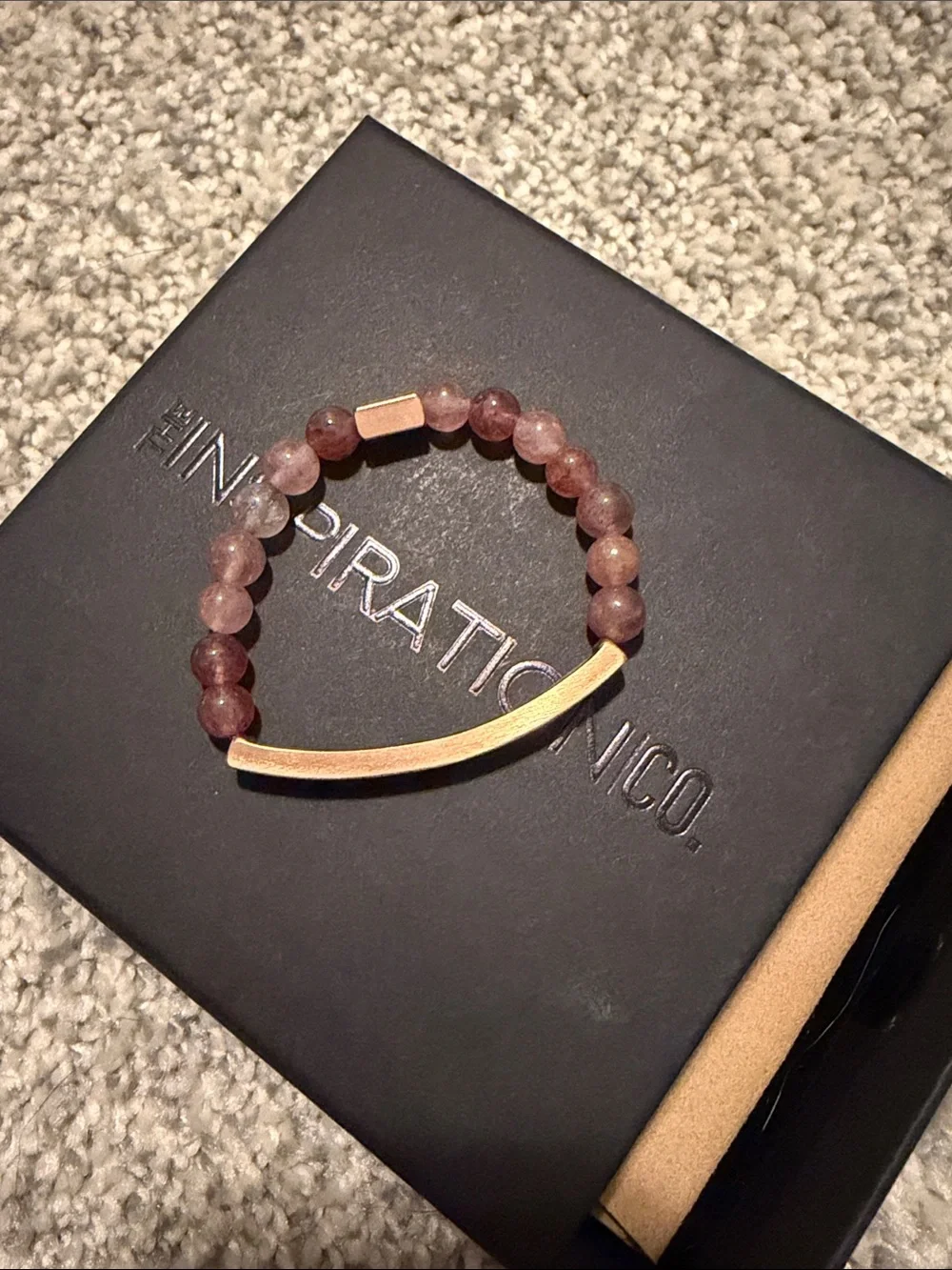 Beaded Bracelet with Gold Bar and Inscription- the inspiration co.